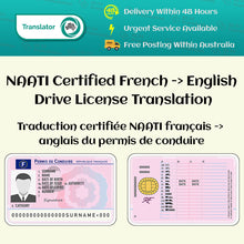 Load image into Gallery viewer, NAATI Certified French -> English Drive License Translation