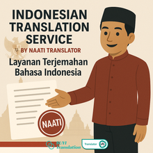 Load image into Gallery viewer, Translation by Bahasa Indonesia to/from English NAATI Certificate Translator
